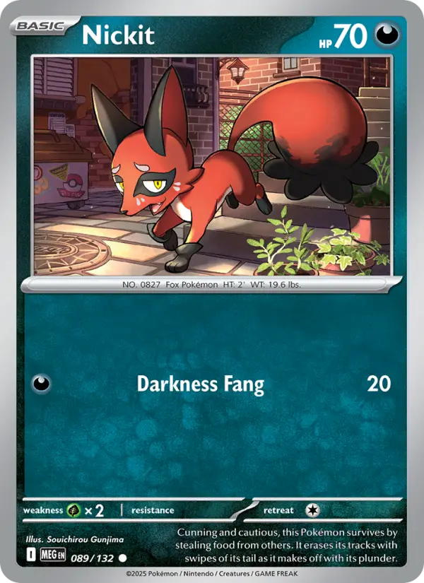 Nickit Common Pokemon card #089 from Mega Evolution