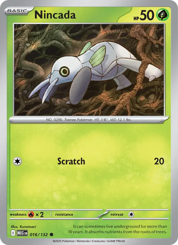 Nincada Common Pokemon card #016 from Mega Evolution