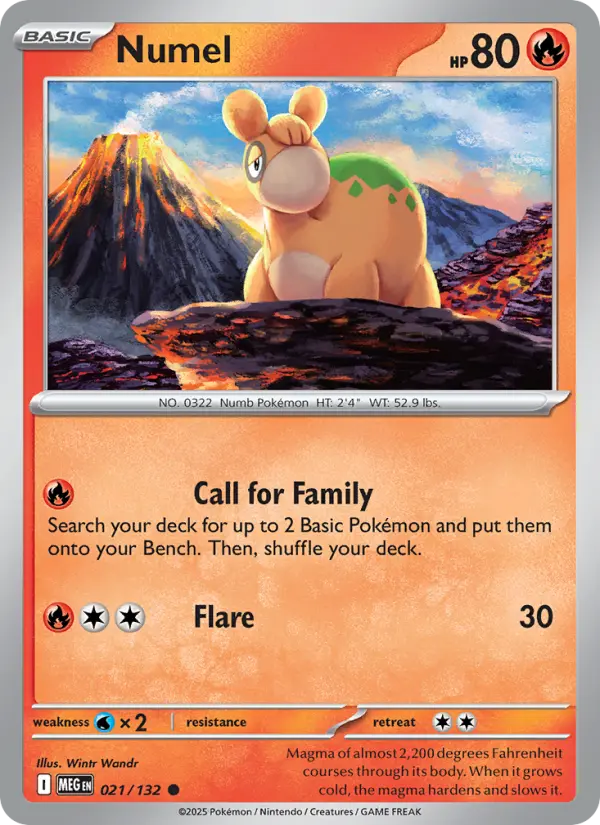 Numel Common Pokemon card #021 from Mega Evolution