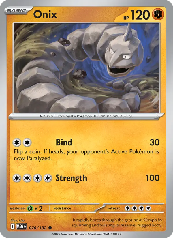 Onix Common Pokemon card #070 from Mega Evolution