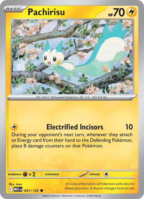 Pachirisu Common Pokemon card #051 from Mega Evolution
