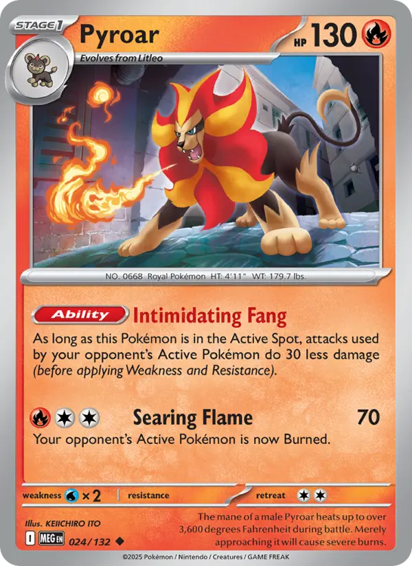 Pyroar Uncommon Pokemon card #024 from Mega Evolution