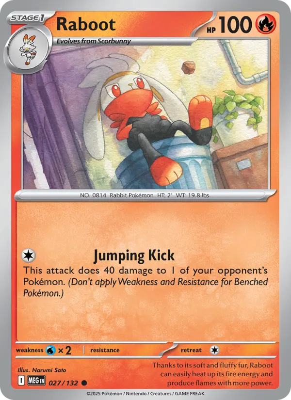 Raboot Common Pokemon card #027 from Mega Evolution