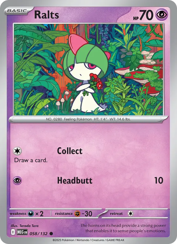 Ralts Common Pokemon card #058 from Mega Evolution