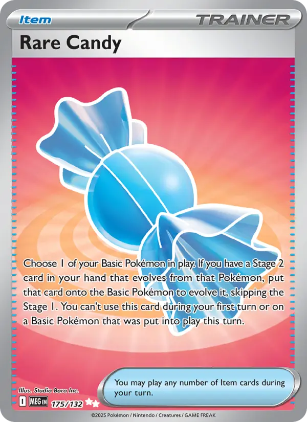 Rare Candy Ultra Rare Pokemon card #175 from Mega Evolution