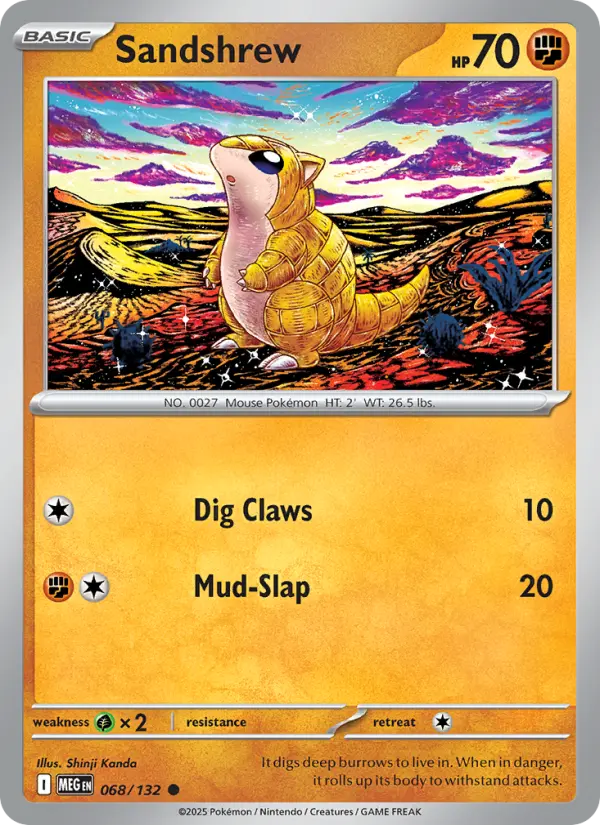 Sandshrew Common Pokemon card #068 from Mega Evolution