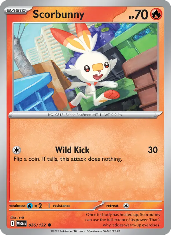 Scorbunny Common Pokemon card #026 from Mega Evolution