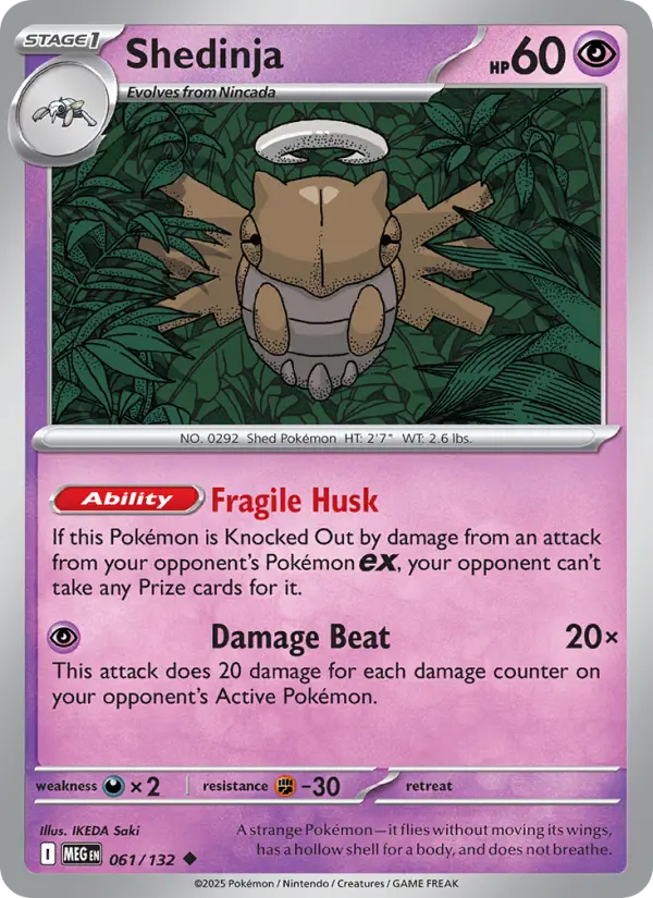 Shedinja Uncommon Pokemon card #061 from Mega Evolution