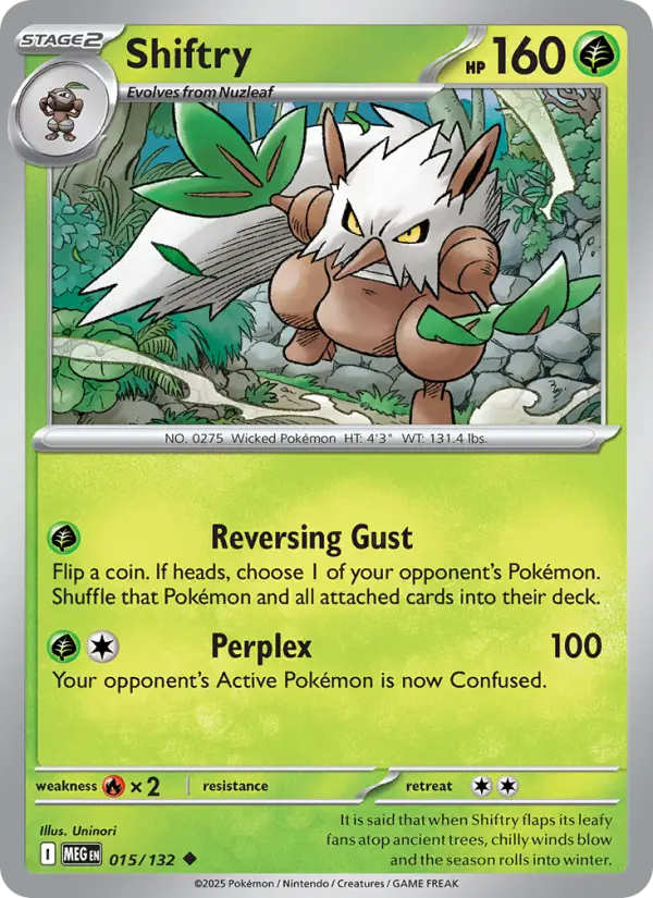 Shiftry Uncommon Pokemon card #015 from Mega Evolution