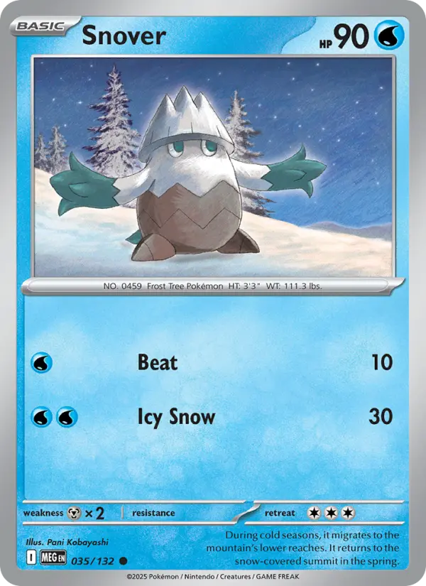 Snover Common Pokemon card #035 from Mega Evolution
