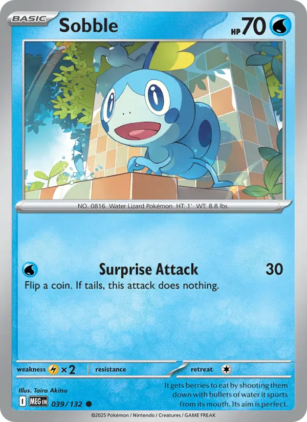 Sobble Common Pokemon card #039 from Mega Evolution