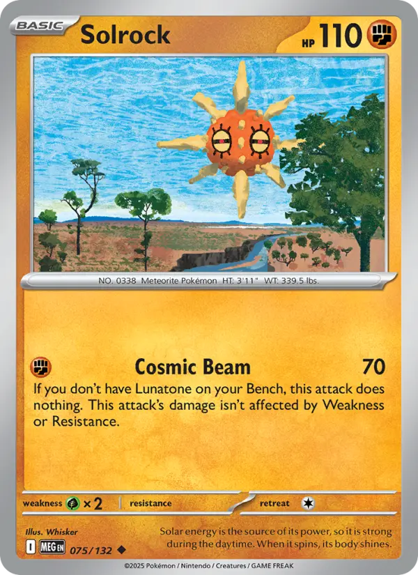 Solrock Uncommon Pokemon card #075 from Mega Evolution