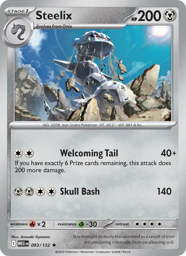 Steelix Rare Pokemon card #093 from Mega Evolution