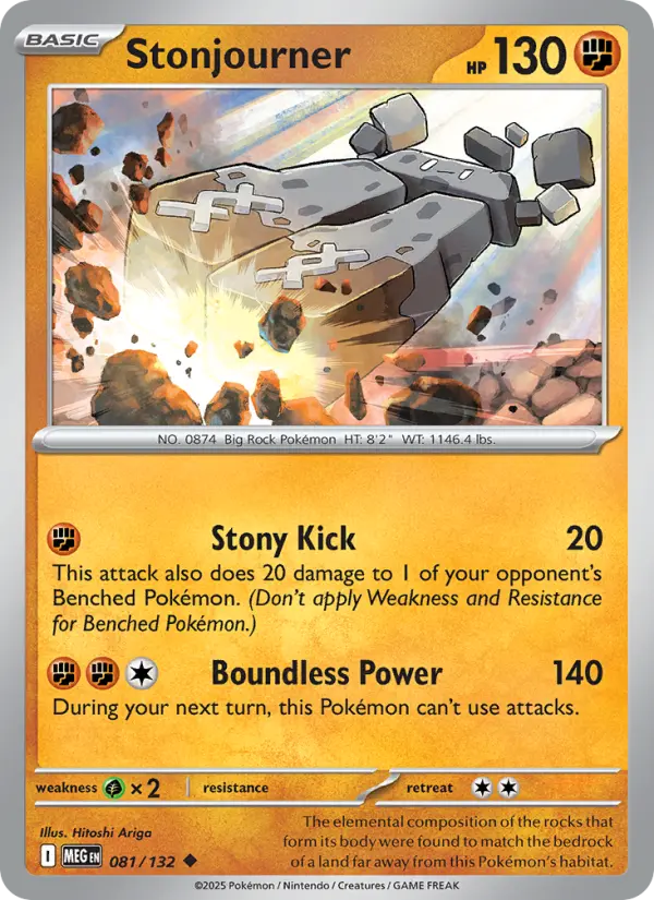 Stonjourner Uncommon Pokemon card #081 from Mega Evolution
