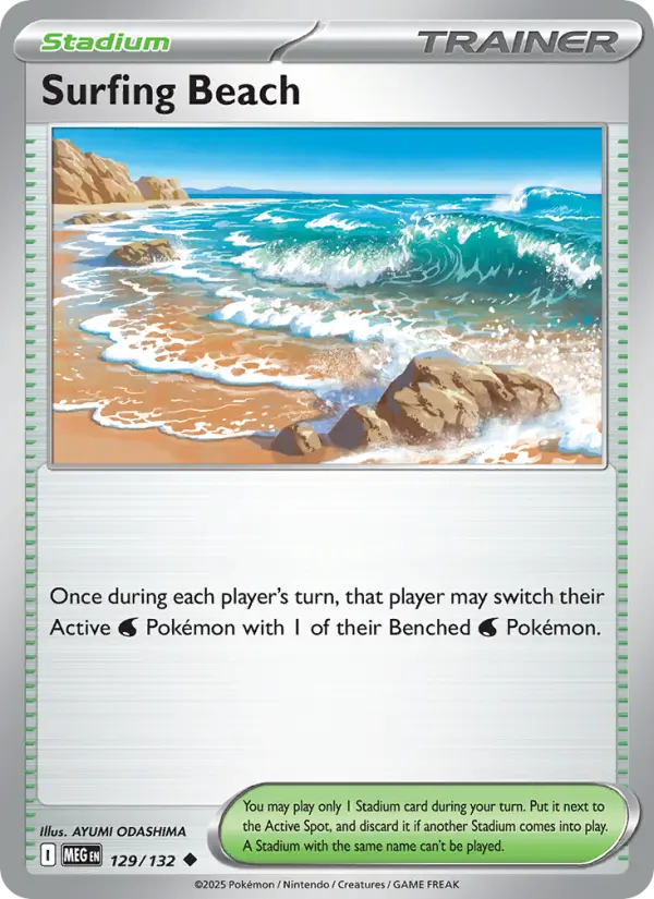 Surfing Beach Uncommon Pokemon card #129 from Mega Evolution