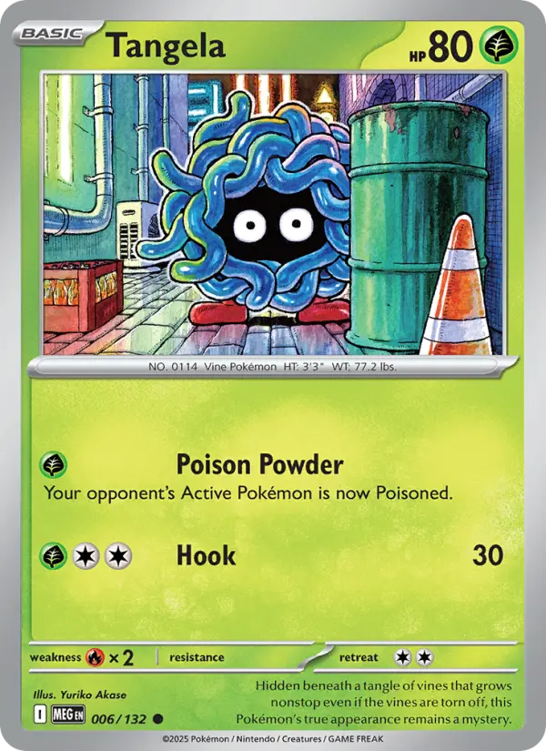 Tangela Common Pokemon card #006 from Mega Evolution