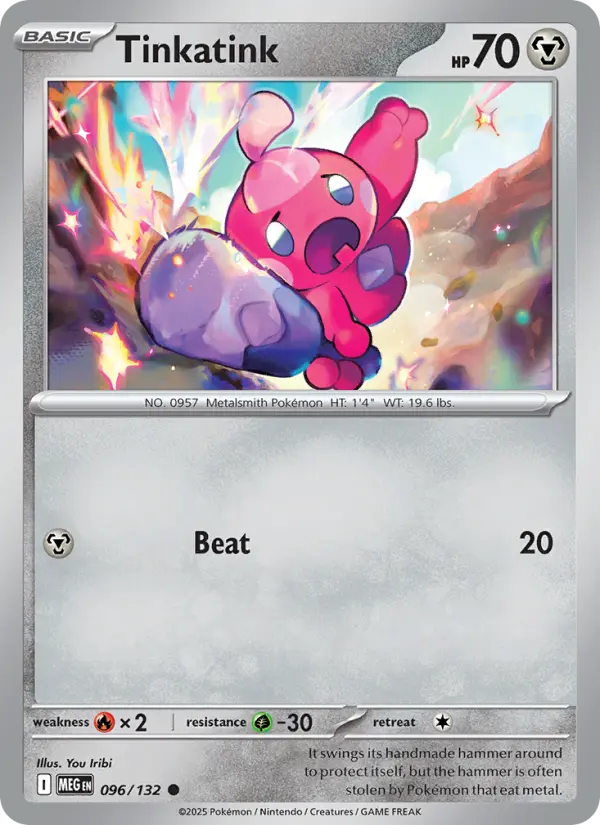 Tinkatink Common Pokemon card #096 from Mega Evolution