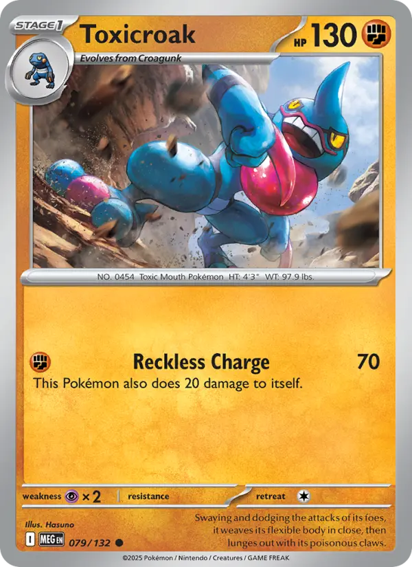 Toxicroak Common Pokemon card #079 from Mega Evolution