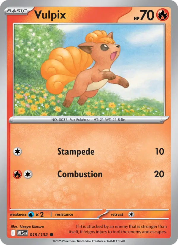 Vulpix Common Pokemon card #019 from Mega Evolution