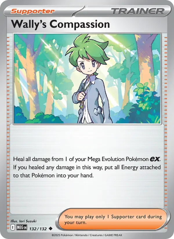 Wally's Compassion Uncommon Pokemon card #132 from Mega Evolution