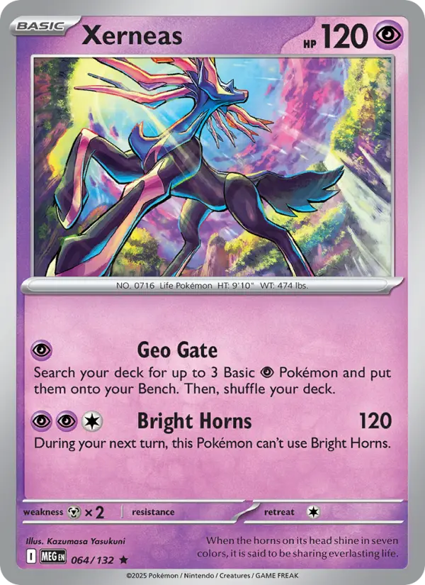 Xerneas Rare Pokemon card #064 from Mega Evolution