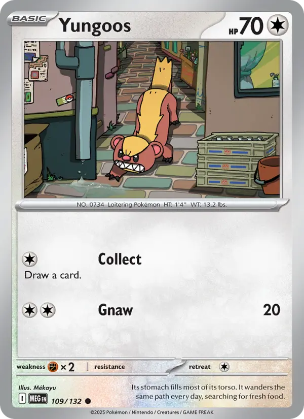 Yungoos Common Pokemon card #109 from Mega Evolution
