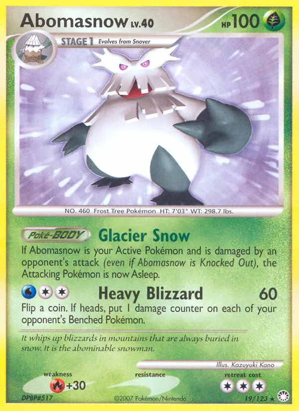 Abomasnow Rare Pokemon card #19 from Mysterious Treasures