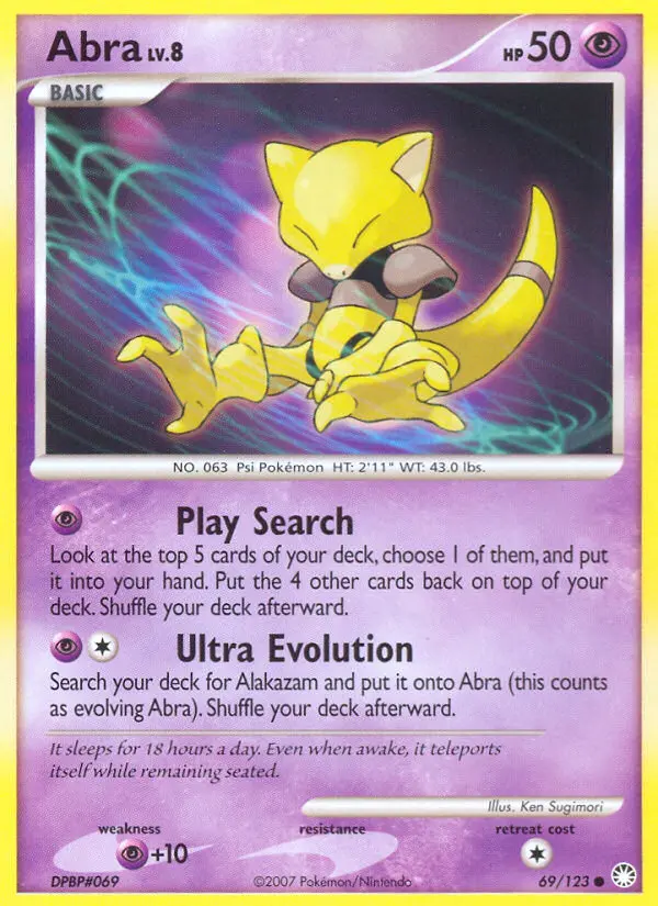 Abra Common Pokemon card #69 from Mysterious Treasures