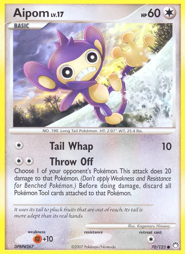 Aipom Common Pokemon card #70 from Mysterious Treasures