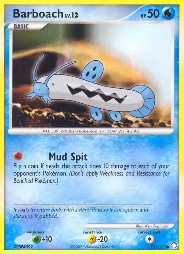 Barboach Common Pokemon card #72 from Mysterious Treasures