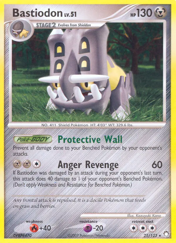Bastiodon Rare Pokemon card #21 from Mysterious Treasures