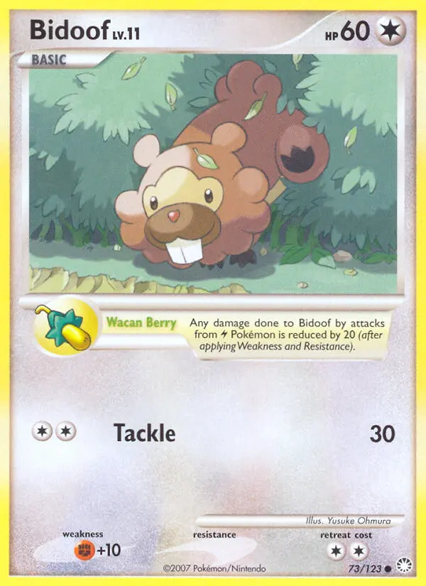 Bidoof Common Pokemon card #73 from Mysterious Treasures