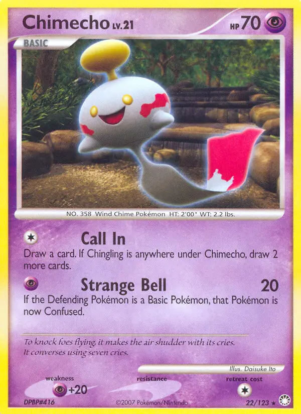 Chimecho Rare Pokemon card #22 from Mysterious Treasures