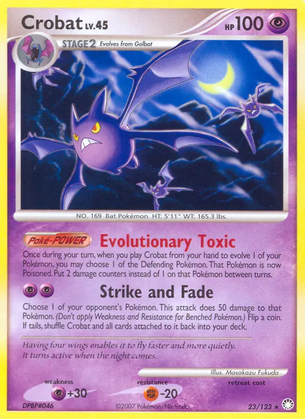 Crobat Rare Pokemon card #23 from Mysterious Treasures