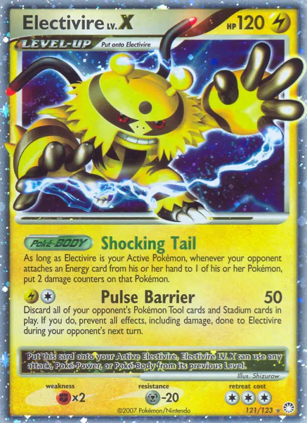 Electivire Rare Holo LV.X Pokemon card #121 from Mysterious Treasures