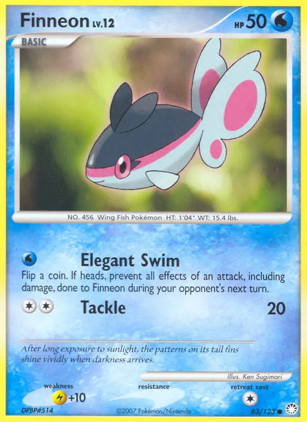 Finneon Common Pokemon card #83 from Mysterious Treasures