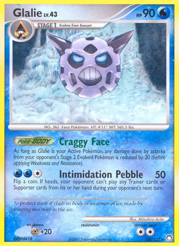 Glalie Rare Pokemon card #25 from Mysterious Treasures