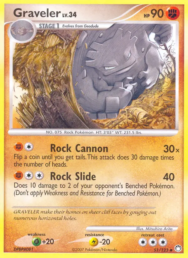 Graveler Uncommon Pokemon card #51 from Mysterious Treasures