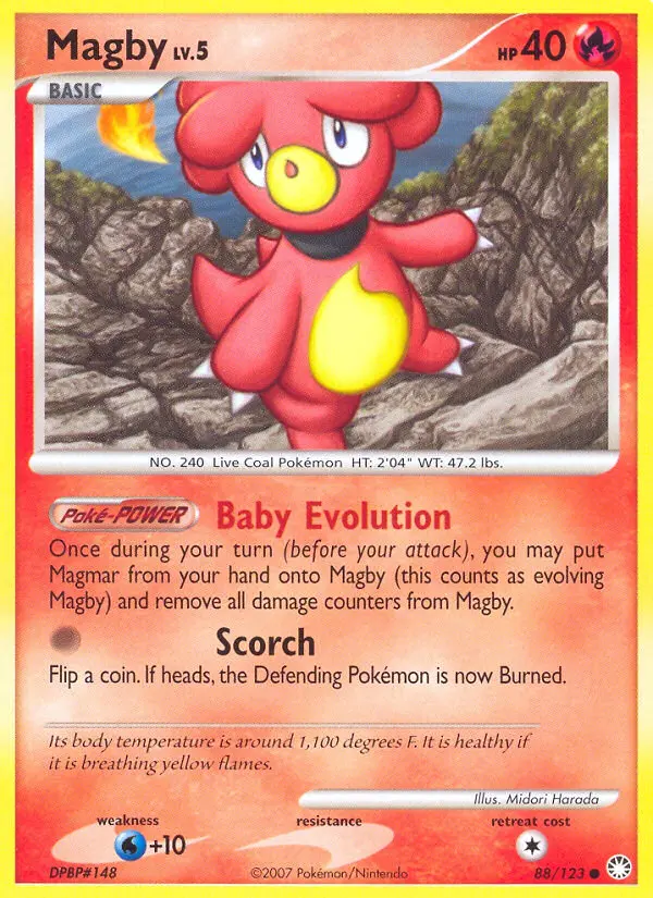 Magby Common Pokemon card #88 from Mysterious Treasures