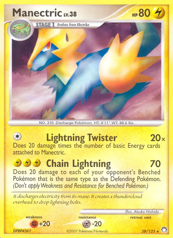 Manectric Rare Pokemon card #28 from Mysterious Treasures