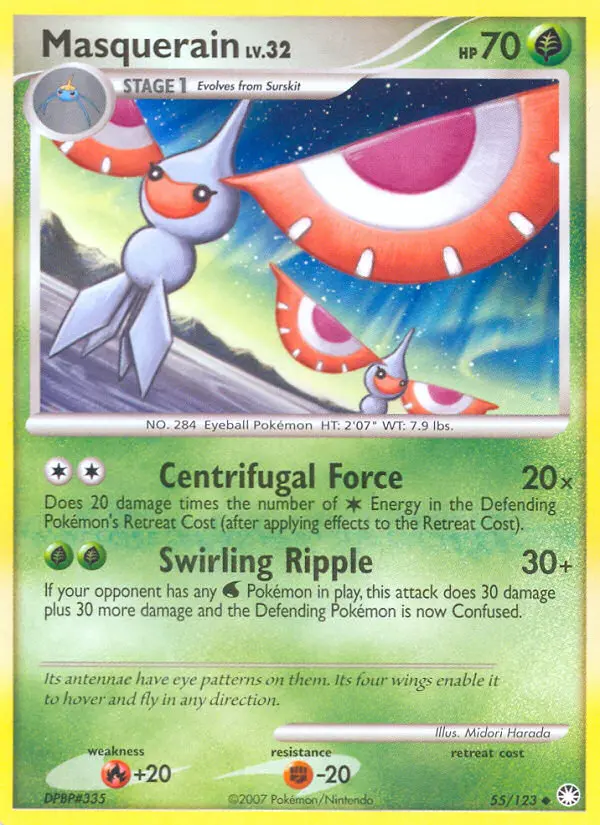 Masquerain Uncommon Pokemon card #55 from Mysterious Treasures