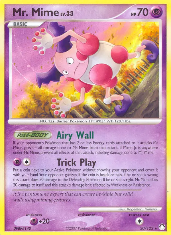 Mr. Mime Rare Pokemon card #30 from Mysterious Treasures