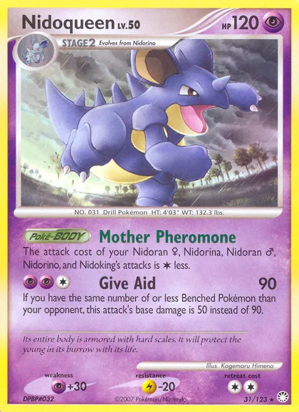 Nidoqueen Rare Pokemon card #31 from Mysterious Treasures