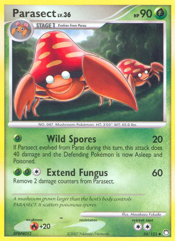 Parasect Uncommon Pokemon card #58 from Mysterious Treasures