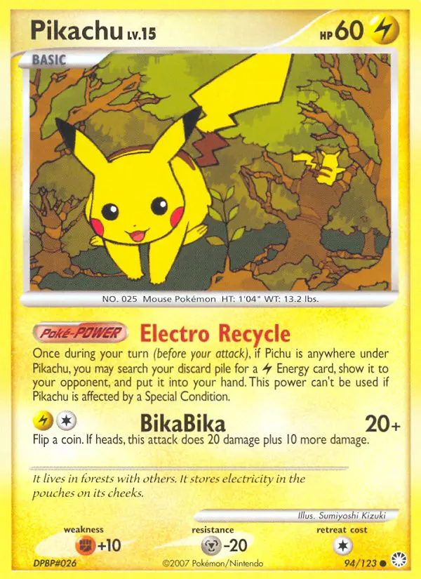 Pikachu Common Pokemon card #94 from Mysterious Treasures
