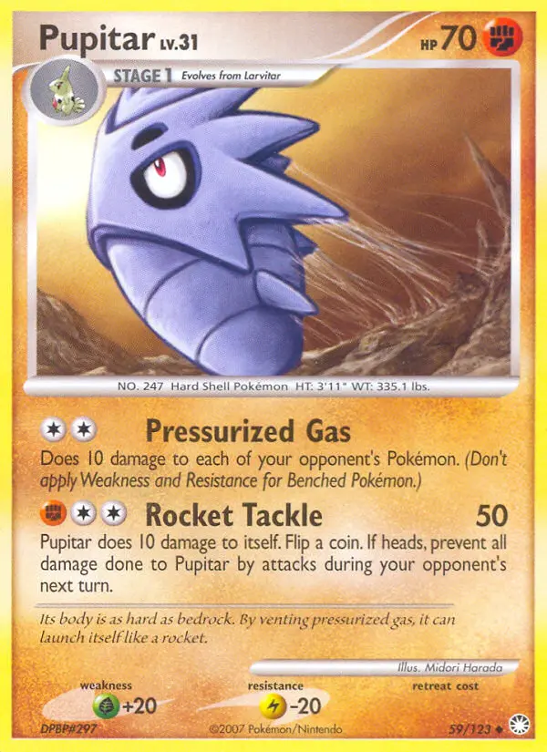Pupitar Uncommon Pokemon card #59 from Mysterious Treasures