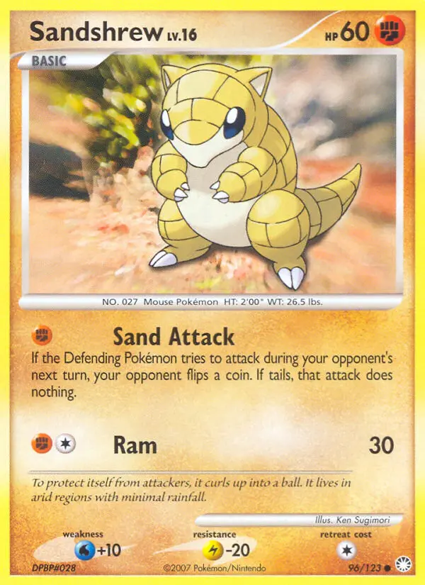 Sandshrew Common Pokemon card #96 from Mysterious Treasures