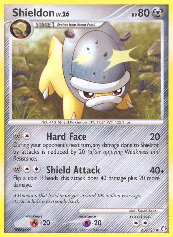 Shieldon Uncommon Pokemon card #63 from Mysterious Treasures