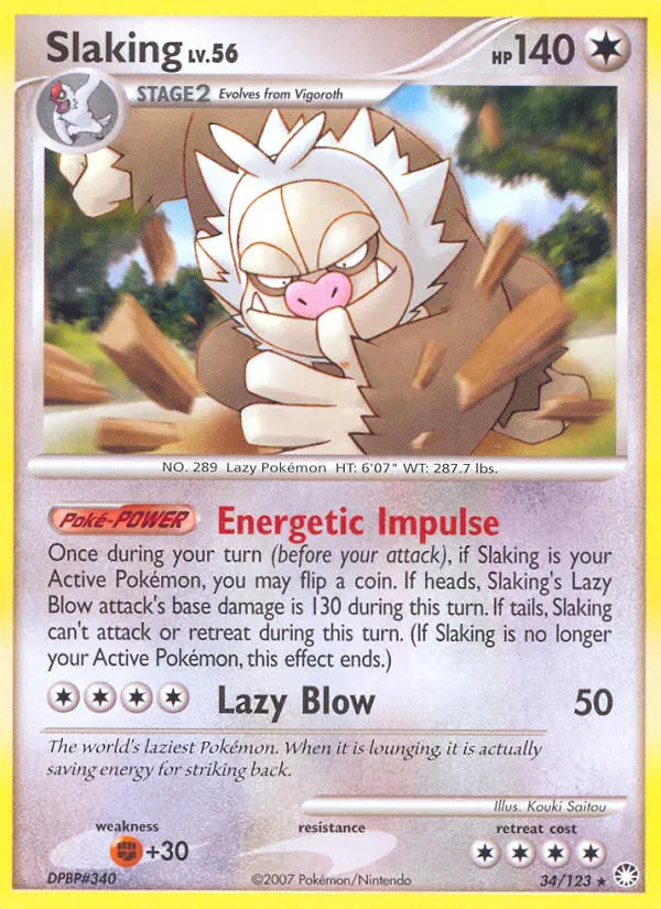 Slaking Rare Pokemon card #34 from Mysterious Treasures