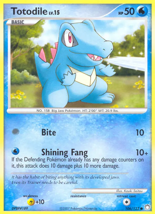 Totodile Common Pokemon card #106 from Mysterious Treasures